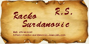 Racko Surdanović vizit kartica